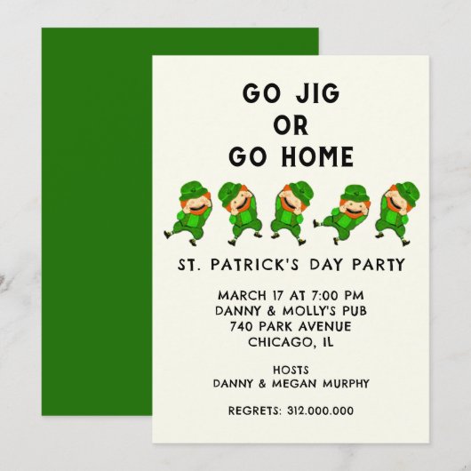 Invitation de la St. Patrick's Party (Devant / Derrière)