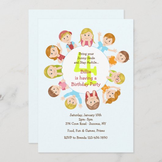 Invitation de la table ronde de l'enfant (Devant / Derrière)