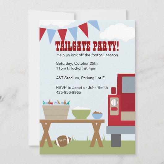 Invitation de la Tailgate Football Party (Devant)