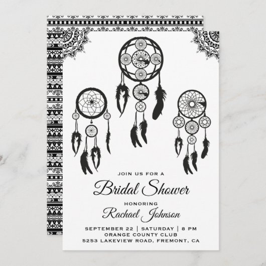 Invitation de la tribale Boho Dream Catcher (Devant / Derrière)