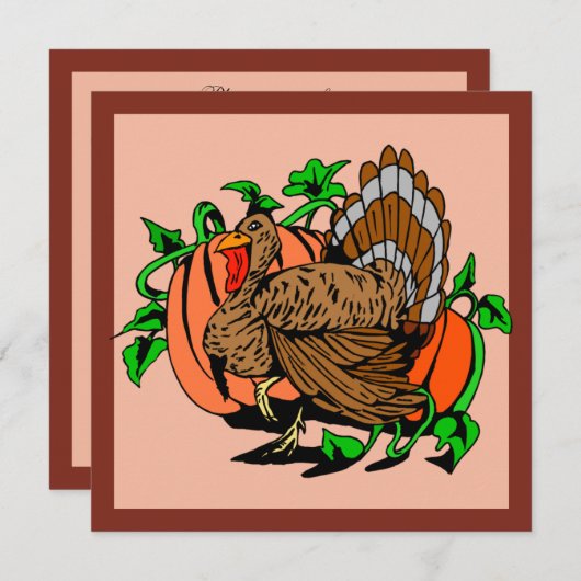 Invitation de la Turquie et du Citrouille (Devant / Derrière)