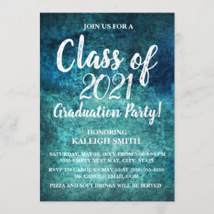Invitation de la turquoise Navy Blue White Graduat