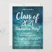 Invitation de la turquoise Navy Blue White Graduat (Devant)