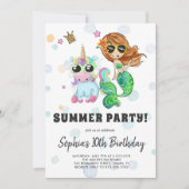 Invitation de la Unicorn & Mermaid Pool Party (Devant)