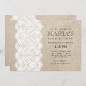 Invitation de la White Lace & Burlap (Devant / Derrière)