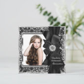Invitation de Lace & Bow Silver Black Quinceanera  (Debout devant)