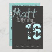 Invitation de l'adolescence d'anniversaire de (Devant / Derrière)