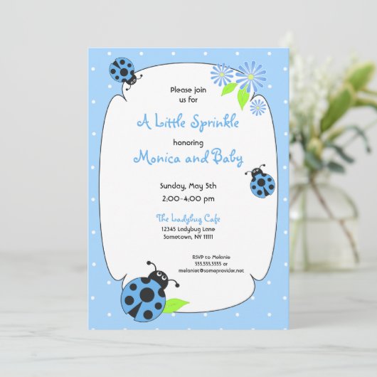 Invitation de Ladybug bleu mou (Debout devant)