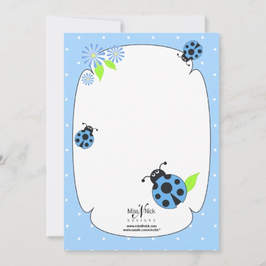Invitation de Ladybug bleu mou (Dos)