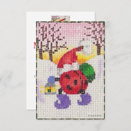 Invitation de Ladybug Père Noël (Devant / Derrière)