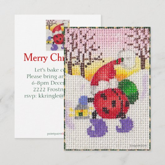 Invitation de Ladybug Père Noël (Devant / Derrière)
