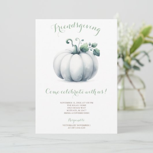 Invitation de l'Ami Citrouille blanc (Debout devant)