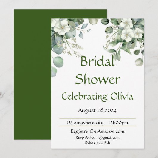 INVITATION DE LANCER DE BOUQUETS FLEUR BOTANIQUE (Devant / Derrière)