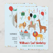 Invitation de l'animal de la jungle 2e anniversair (Devant / Derrière)