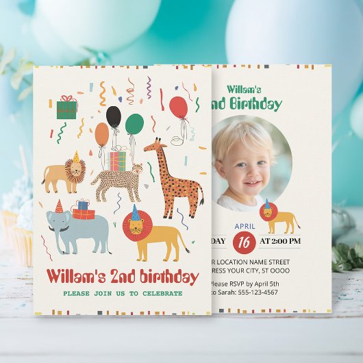 Invitation de l'animal de la jungle 2e anniversair