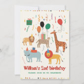 Invitation de l'animal de la jungle 2e anniversair (Devant)