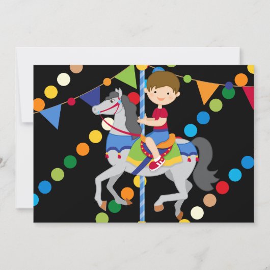 Invitation de l'anniversaire 5x7 de carrousel de (Devant)