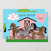 Invitation de l'anniversaire 5x7 de chevaux (Devant / Derrière)