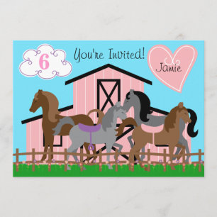 Invitation de l'anniversaire 5x7 de chevaux