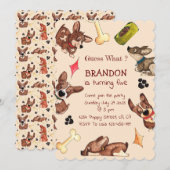 Invitation de l'Anniversaire de enfant chiot drôle (Devant / Derrière)