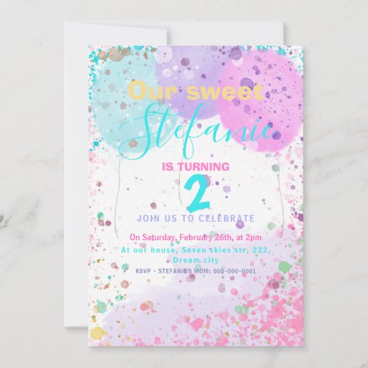 Invitation de l'anniversaire de enfant de ballons  (Devant)