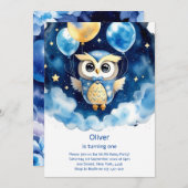 Invitation de l'Anniversaire de enfant Owl (Devant / Derrière)