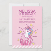 Invitation de l'Anniversaire de enfant rose de Cup (Devant)