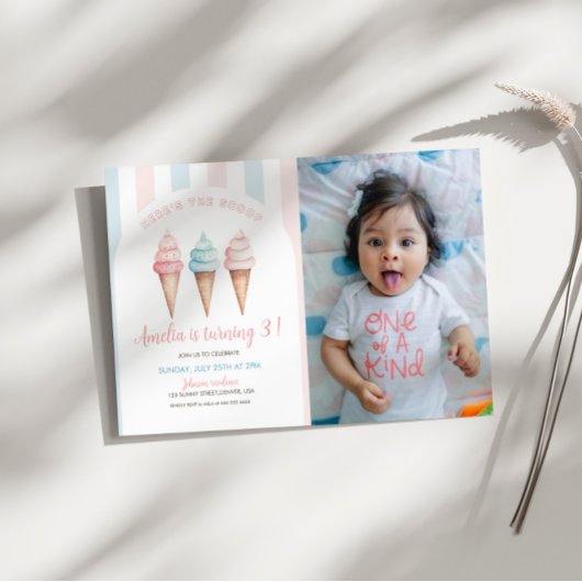 Invitation de l'anniversaire de la crème glacée, v