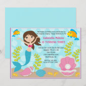 Invitation de l'anniversaire de la fille de sirène (Devant / Derrière)