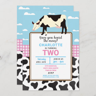 Invitation de l'anniversaire de la vache Deux 2e I