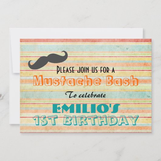 Invitation de l'anniversaire de Mustache Bash (Devant)