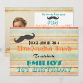 Invitation de l'anniversaire de Mustache Bash (Devant / Derrière)