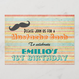 Invitation de l'anniversaire de Mustache Bash