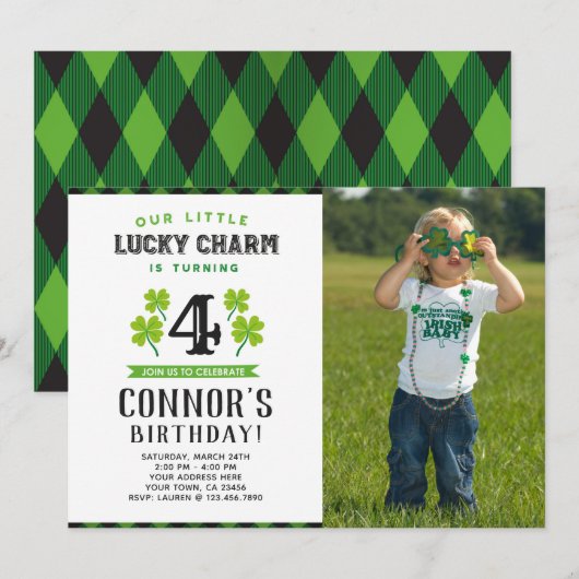 Invitation de l'anniversaire de St Patrick avec la (Devant / Derrière)