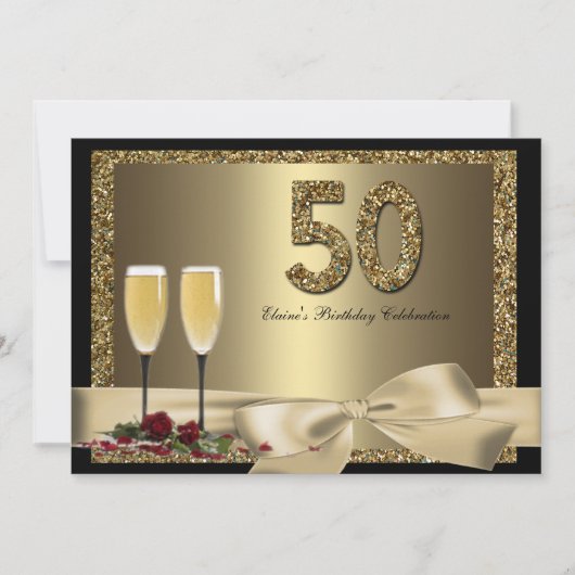 Invitation de l'anniversaire d'or de la femme (Devant)