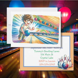 Invitation de l'anniversaire du Bowling Party Boy'