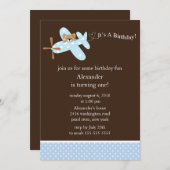 Invitation de l'anniversaire du garçon bleu (Devant / Derrière)