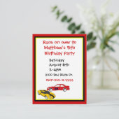 Invitation de l'anniversaire du garçon de voitures (Debout devant)