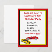 Invitation de l'anniversaire du garçon de voitures (Devant / Derrière)