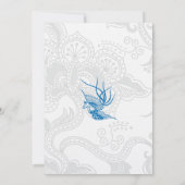 Invitation de l'anniversaire du Mariage bleu et fl (Dos)