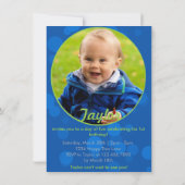 Invitation de l'anniversaire ęr du garçon bleu et (Dos)