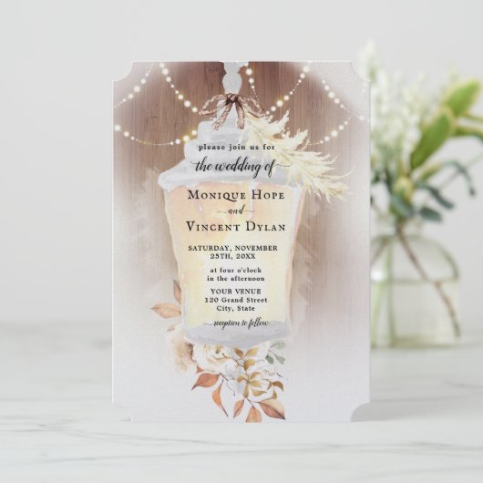 Invitation de lanterne de neige rustique (Debout devant)