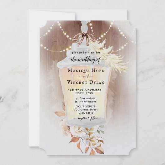 Invitation de lanterne de neige rustique (Devant)