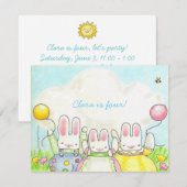 Invitation de lapin à trois ballons (Devant / Derrière)