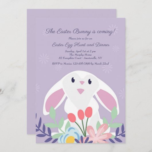 Invitation de lapin assis (Devant / Derrière)