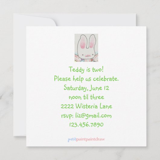 invitation de lapin bulle (Dos)