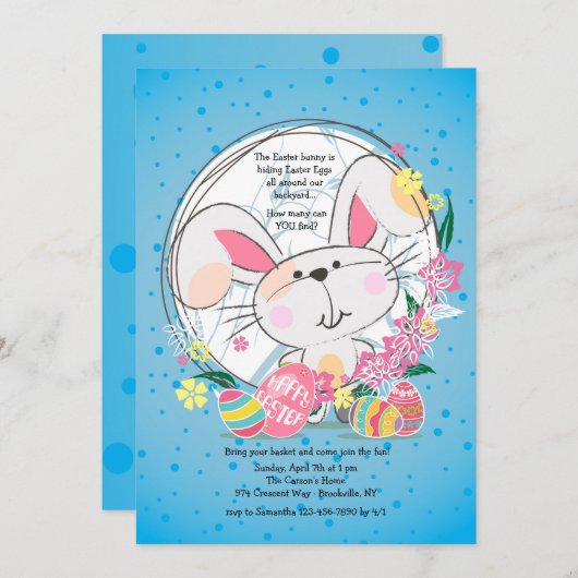 Invitation de lapin de Pâques (Devant / Derrière)