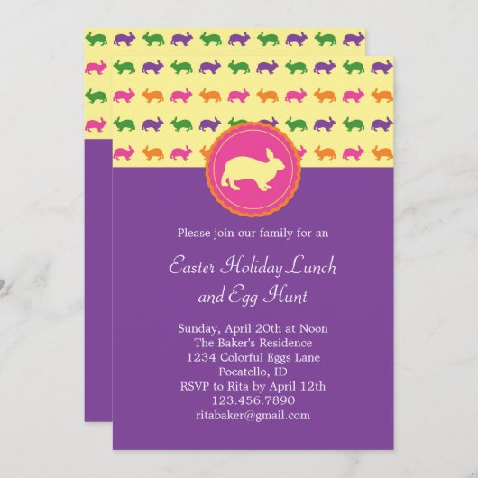 Invitation de lapin de Pâques (Devant / Derrière)