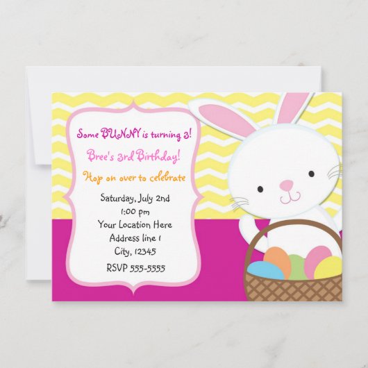 Invitation de lapin de Pâques de printemps pour fi (Devant)