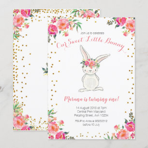 Invitation de lapin en or rose premier anniversair